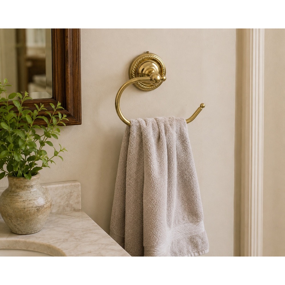 Vintage Polished Brass Rope Twist Wall Mount Toilet‎ Paper Holder Gold Tone